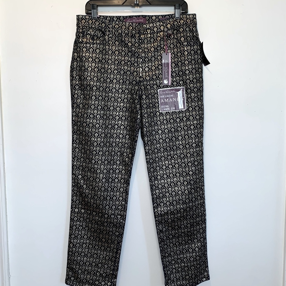 Gloria Vanderbilt Amanda Slimming Jeans Black Metallic Gold